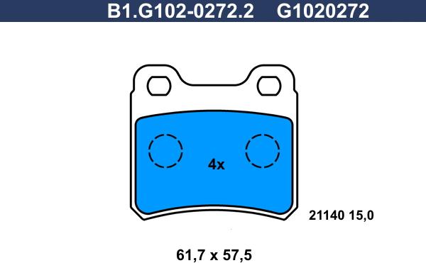 Galfer B1.G102-0272.2 - Kit de plaquettes de frein, frein à disque cwaw.fr