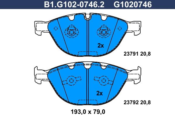 Galfer B1.G102-0746.2 - Kit de plaquettes de frein, frein à disque cwaw.fr