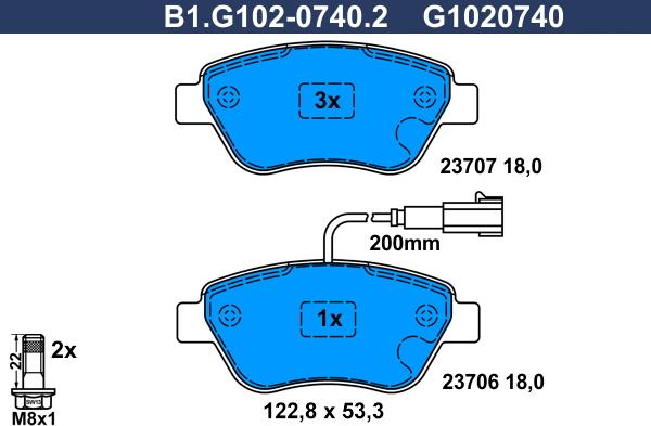 Galfer B1.G102-0740.2 - Kit de plaquettes de frein, frein à disque cwaw.fr