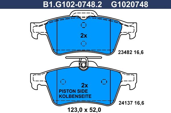 Galfer B1.G102-0748.2 - Kit de plaquettes de frein, frein à disque cwaw.fr