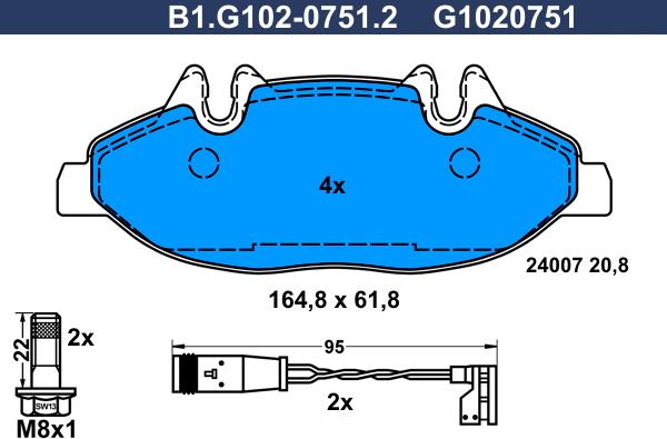 Galfer B1.G102-0751.2 - Kit de plaquettes de frein, frein à disque cwaw.fr