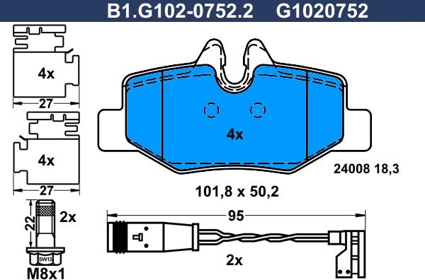 Galfer B1.G102-0752.2 - Kit de plaquettes de frein, frein à disque cwaw.fr