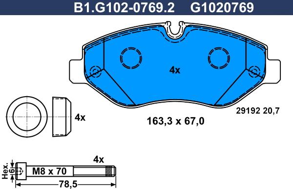 Galfer B1.G102-0769.2 - Kit de plaquettes de frein, frein à disque cwaw.fr