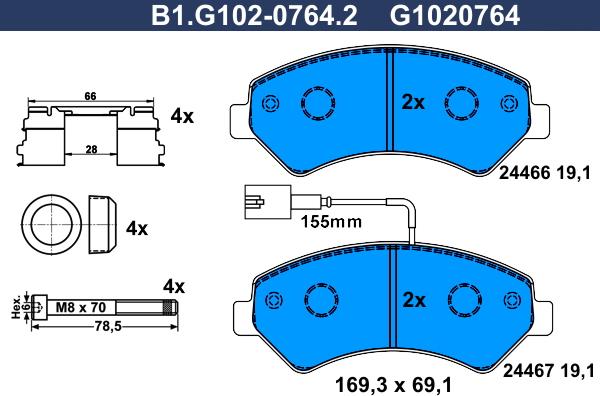 Galfer B1.G102-0764.2 - Kit de plaquettes de frein, frein à disque cwaw.fr