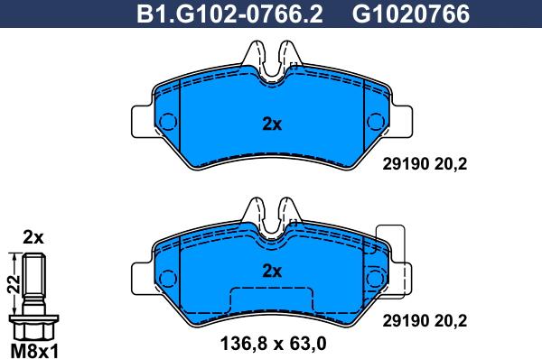 Galfer B1.G102-0766.2 - Kit de plaquettes de frein, frein à disque cwaw.fr