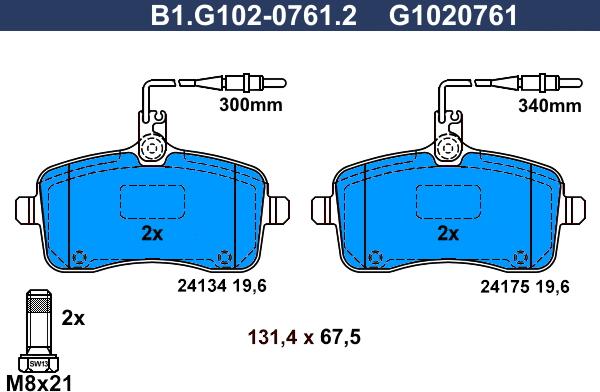 Galfer B1.G102-0761.2 - Kit de plaquettes de frein, frein à disque cwaw.fr