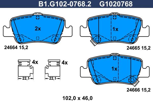 Galfer B1.G102-0768.2 - Kit de plaquettes de frein, frein à disque cwaw.fr