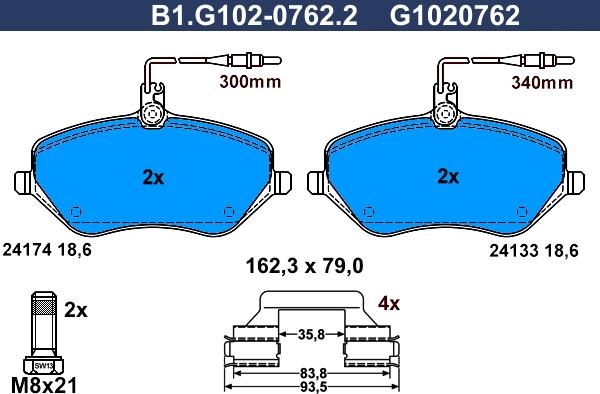 Galfer B1.G102-0762.2 - Kit de plaquettes de frein, frein à disque cwaw.fr