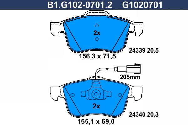 Galfer B1.G102-0701.2 - Kit de plaquettes de frein, frein à disque cwaw.fr