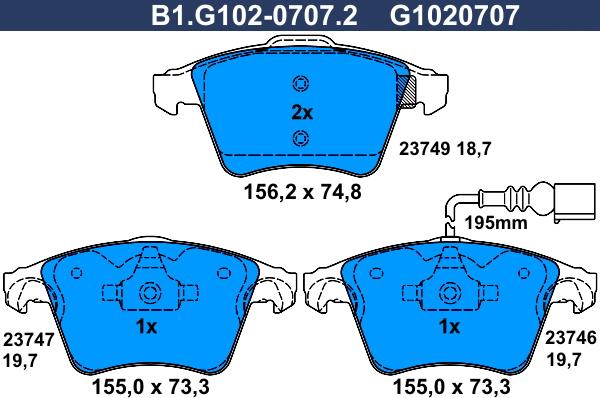 Galfer B1.G102-0707.2 - Kit de plaquettes de frein, frein à disque cwaw.fr