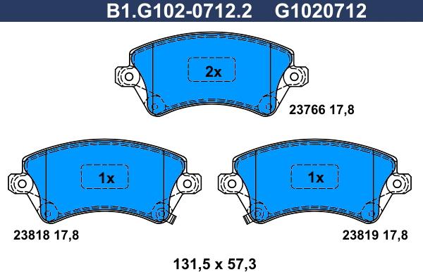 Galfer B1.G102-0712.2 - Kit de plaquettes de frein, frein à disque cwaw.fr