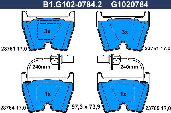 Galfer B1.G102-0784.2 - Kit de plaquettes de frein, frein à disque cwaw.fr