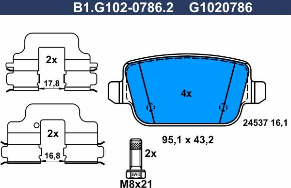 Galfer B1.G102-0786.2 - Kit de plaquettes de frein, frein à disque cwaw.fr