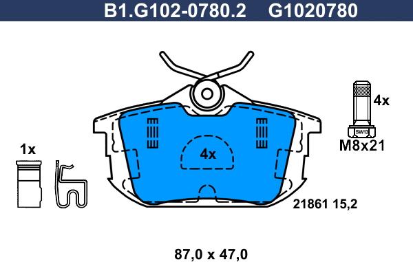 Galfer B1.G102-0780.2 - Kit de plaquettes de frein, frein à disque cwaw.fr