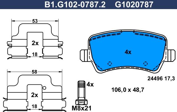 Galfer B1.G102-0787.2 - Kit de plaquettes de frein, frein à disque cwaw.fr