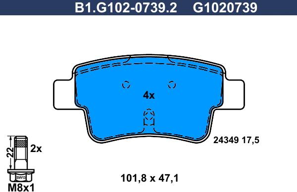 Galfer B1.G102-0739.2 - Kit de plaquettes de frein, frein à disque cwaw.fr