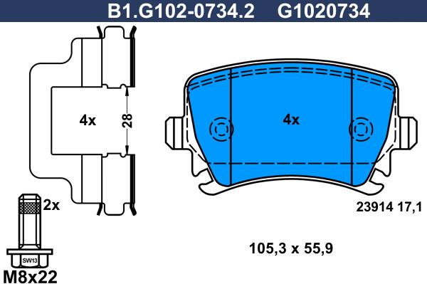 Galfer B1.G102-0734.2 - Kit de plaquettes de frein, frein à disque cwaw.fr