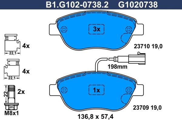 Galfer B1.G102-0738.2 - Kit de plaquettes de frein, frein à disque cwaw.fr