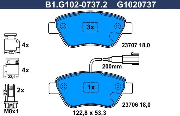 Galfer B1.G102-0737.2 - Kit de plaquettes de frein, frein à disque cwaw.fr