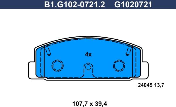 Galfer B1.G102-0721.2 - Kit de plaquettes de frein, frein à disque cwaw.fr