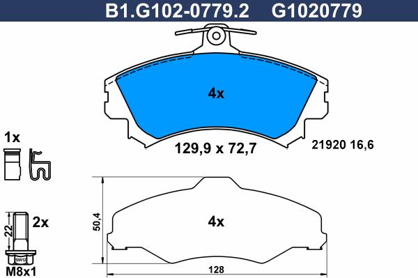 Galfer B1.G102-0779.2 - Kit de plaquettes de frein, frein à disque cwaw.fr