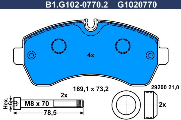 Galfer B1.G102-0770.2 - Kit de plaquettes de frein, frein à disque cwaw.fr