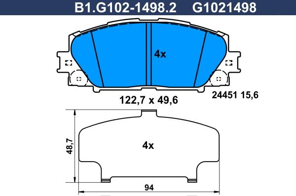 Galfer B1.G102-1498.2 - Kit de plaquettes de frein, frein à disque cwaw.fr