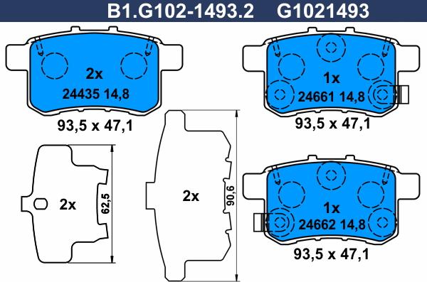 Galfer B1.G102-1493.2 - Kit de plaquettes de frein, frein à disque cwaw.fr