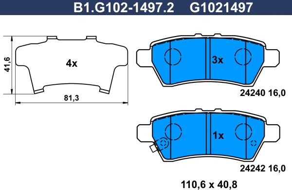 Galfer B1.G102-1497.2 - Kit de plaquettes de frein, frein à disque cwaw.fr