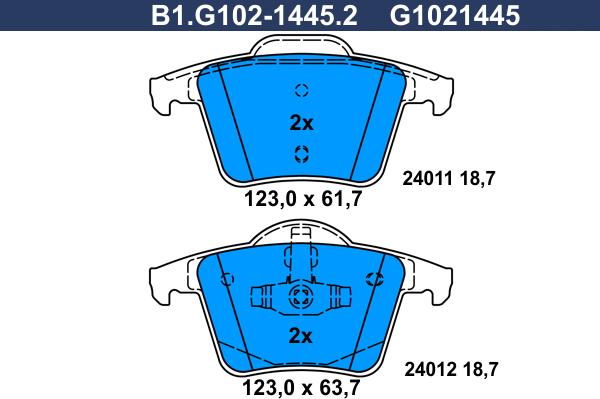 Galfer B1.G102-1445.2 - Kit de plaquettes de frein, frein à disque cwaw.fr