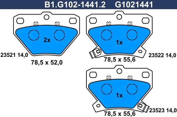 Galfer B1.G102-1441.2 - Kit de plaquettes de frein, frein à disque cwaw.fr