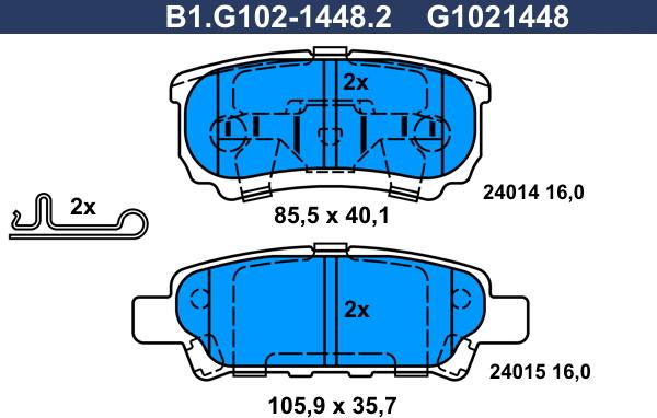 Galfer B1.G102-1448.2 - Kit de plaquettes de frein, frein à disque cwaw.fr