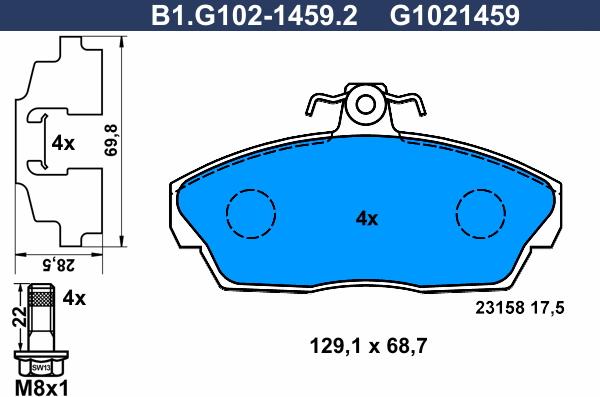 Galfer B1.G102-1459.2 - Kit de plaquettes de frein, frein à disque cwaw.fr