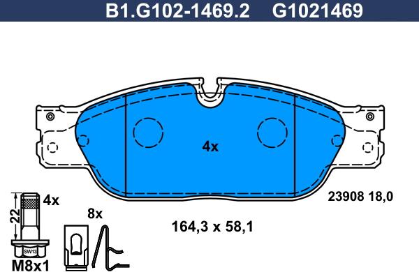 Galfer B1.G102-1469.2 - Kit de plaquettes de frein, frein à disque cwaw.fr