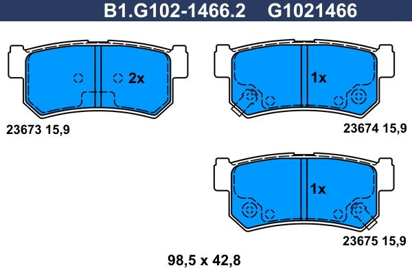 Galfer B1.G102-1466.2 - Kit de plaquettes de frein, frein à disque cwaw.fr