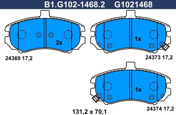 Galfer B1.G102-1468.2 - Kit de plaquettes de frein, frein à disque cwaw.fr