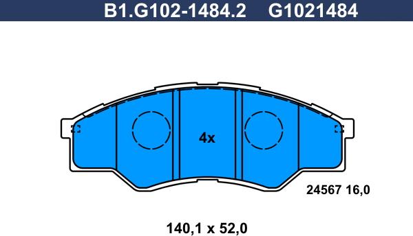 Galfer B1.G102-1484.2 - Kit de plaquettes de frein, frein à disque cwaw.fr