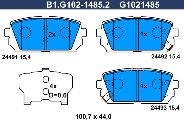 Galfer B1.G102-1485.2 - Kit de plaquettes de frein, frein à disque cwaw.fr