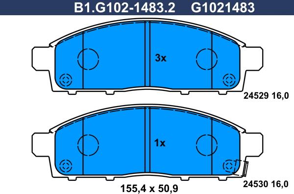 Galfer B1.G102-1483.2 - Kit de plaquettes de frein, frein à disque cwaw.fr