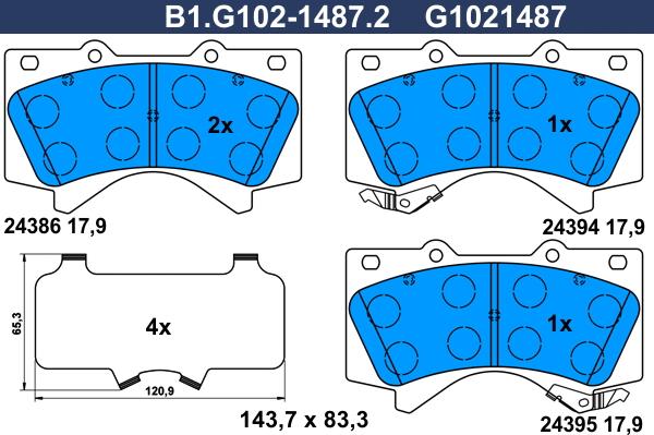 Galfer B1.G102-1487.2 - Kit de plaquettes de frein, frein à disque cwaw.fr