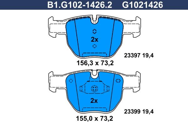 Galfer B1.G102-1426.2 - Kit de plaquettes de frein, frein à disque cwaw.fr