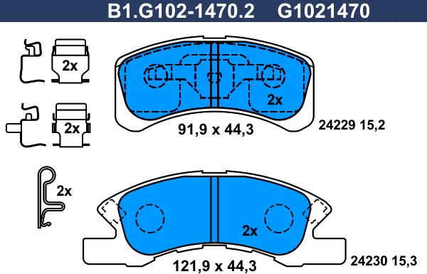 Galfer B1.G102-1470.2 - Kit de plaquettes de frein, frein à disque cwaw.fr