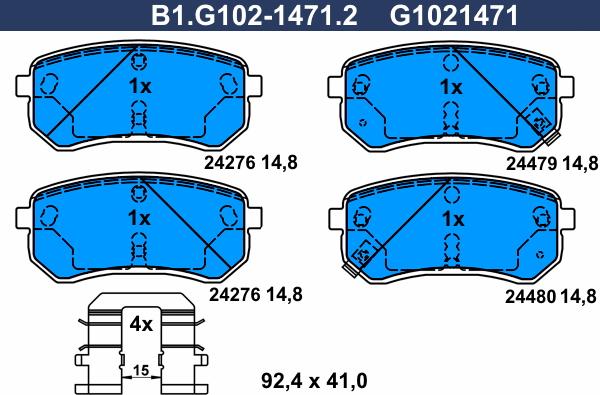 Galfer B1.G102-1471.2 - Kit de plaquettes de frein, frein à disque cwaw.fr