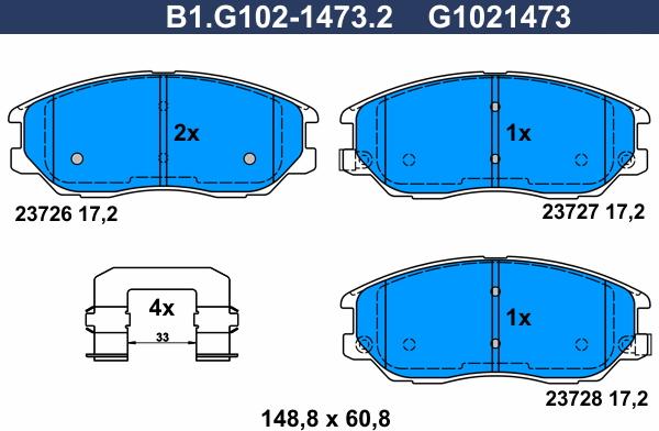 Galfer B1.G102-1473.2 - Kit de plaquettes de frein, frein à disque cwaw.fr