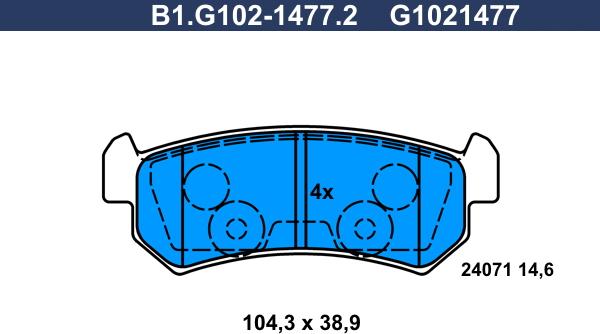 Galfer B1.G102-1477.2 - Kit de plaquettes de frein, frein à disque cwaw.fr