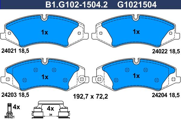 Galfer B1.G102-1504.2 - Kit de plaquettes de frein, frein à disque cwaw.fr