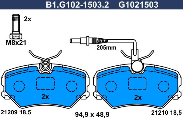 Galfer B1.G102-1503.2 - Kit de plaquettes de frein, frein à disque cwaw.fr