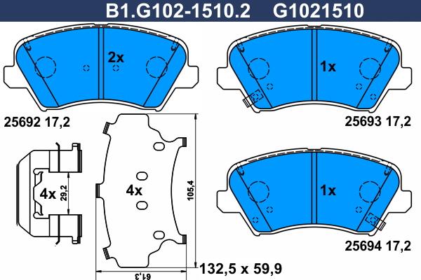 Galfer B1.G102-1510.2 - Kit de plaquettes de frein, frein à disque cwaw.fr