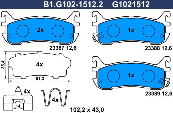 Galfer B1.G102-1512.2 - Kit de plaquettes de frein, frein à disque cwaw.fr