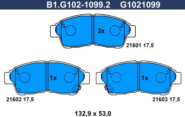 Galfer B1.G102-1099.2 - Kit de plaquettes de frein, frein à disque cwaw.fr